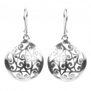 Silver Round Cut Out Earrings