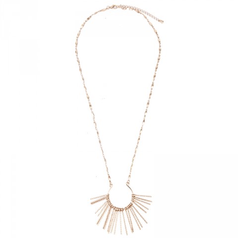 Metal Fringed Pendant Necklace