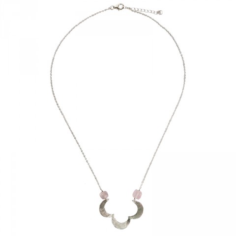 Silver Rose Chalcedony Clover Necklace
