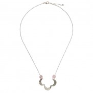 Silver Rose Chalcedony Clover Necklace
