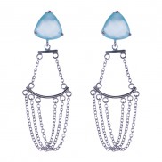 Silver Aqua Chalcedony Chandelier Earrings