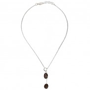 Silver Smokey Quartz Y-Chain Pendant Necklace 