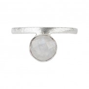 Silver Moonstone Round Drop Ring
