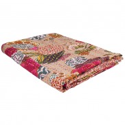 Pink Floral Stitched Throw